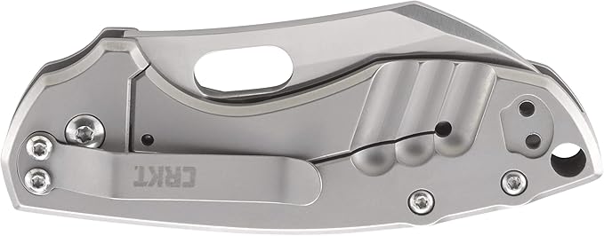 CRKT Pilar EDC Folding Pocket Knife: Compact Everyday Carry Satin Blade with Finger Choil Thumb Slot Open Frame Lock Stainless Handle Reversible Pocket Clip 5311