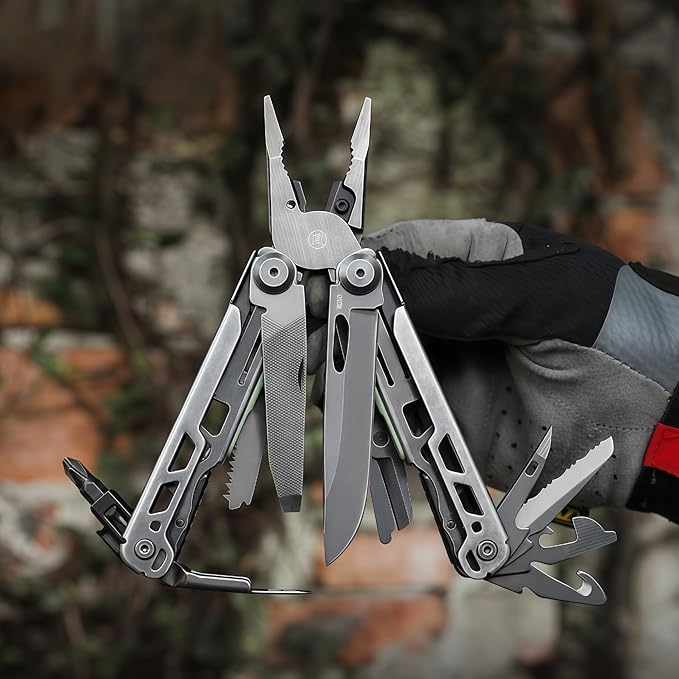 Multi Tool 26-in-1 Full-Size Lightweight EDC Multi-Purpose Pliers With Safety Locking Tactical Gear Nylon Bag Tools Gifts for Guys Gifts for Hunters Men who have Everything (Black)