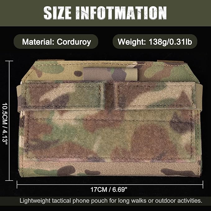 Tactical Phone Pack Holder for Men Lightweight Portable Phone Chest with MOLLE Strap for Outdoor Tactical Sports Plate Carrier Military Accessories Bag