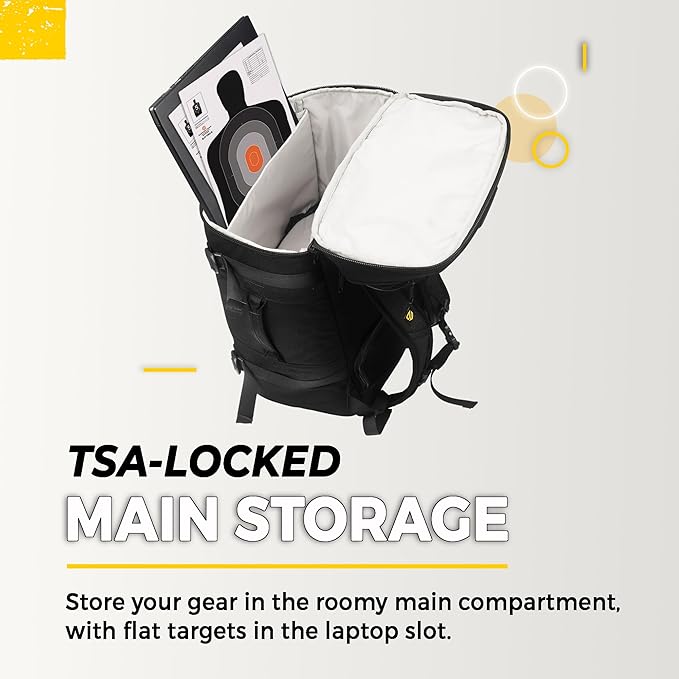 TradeSmart Range Backpack for Handguns Ammo &amp Shooting Gear with 3 Lockable Compartments Ear &amp Eye Protection Kit Optional