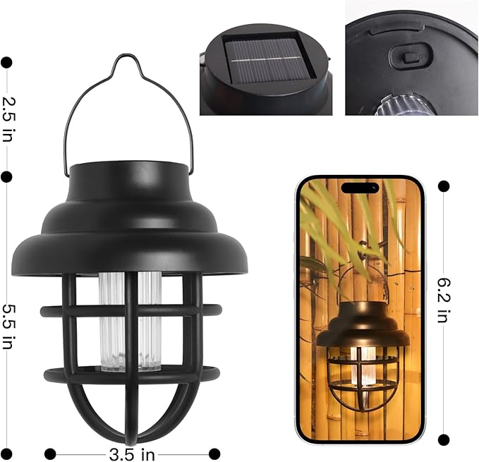 Solar Lights Outdoor Waterproof Hanging Solar Lantern Garden Decor Hanging Outdoor Lanterns Led Lights for Outside Porch Patio Yard Balcony Pathway