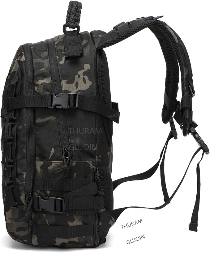 38L Nylon Waterproof Trekking Fishing Hunting Bag Backpack Outdoor Military Rucksacks Tactical Sports Camping Hiking (Camo Black)