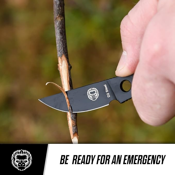 Holtzman's Gorilla Survival Scalpel Fixed Blade Utility Knife with D2 Sheath and Belt Clip (Black) - Ideal for EDC and Outdoor Activities