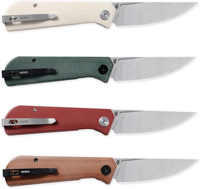 Petrified fish Pocket Knife PFP07 Viking 3.62 Damascus Steel Blade 3.95oz Olivewood Handle Front Flipper Liner lock Folding knife (Olivewood &amp Damascus Steel)