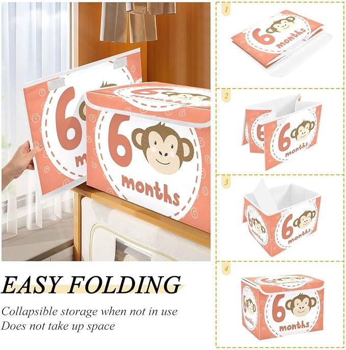 6_months Storage Bins with Lids Foldable Organizer Storage Storage Box with Lids for School Supply Dormroom Storage