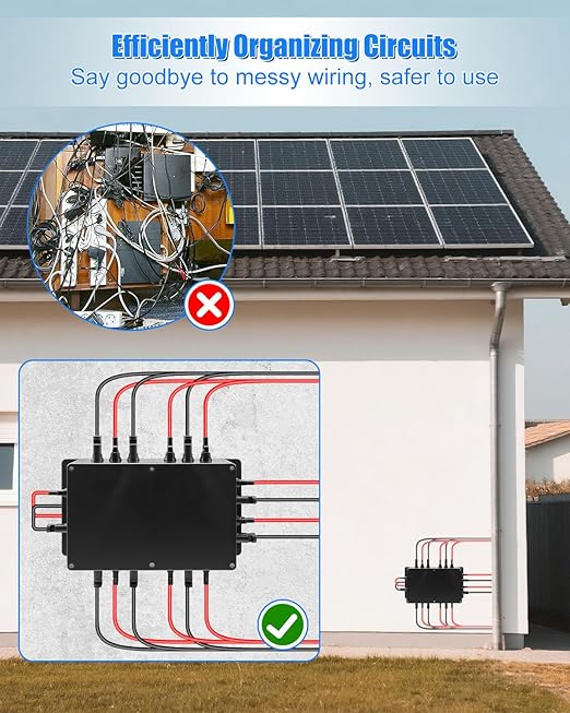 GMURA 8 String Solar PV Combiner Box IP68 Waterproof Circuit Breaker Box with 30A Fuse &amp Install Screws &amp Wrench for RV Roof On/Off Grid Solar Panel System 8 in 1 Out
