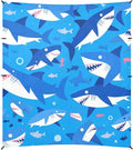 Shark Ocean Blue Beach Canopy UPF50+ Water-Resistant Sun Shelter with Sandbags &amp Sand Shovel for Camping Picnics Backyard