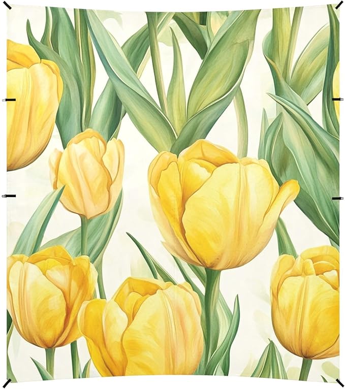ALAZA Yellow Tulip Flowers Beach Tent Sun Shelter Portable Canopy Sunshade for Outdoor Camping Picnics Backyard Fun 10x9 ft