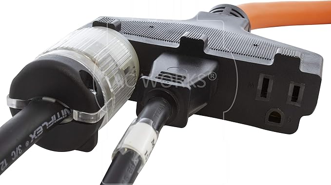 AC WORKS L5-30 30Amp 3-Prong Locking Generator Distribution Cord (25FT L5-30 to Tri-Household Flexible)
