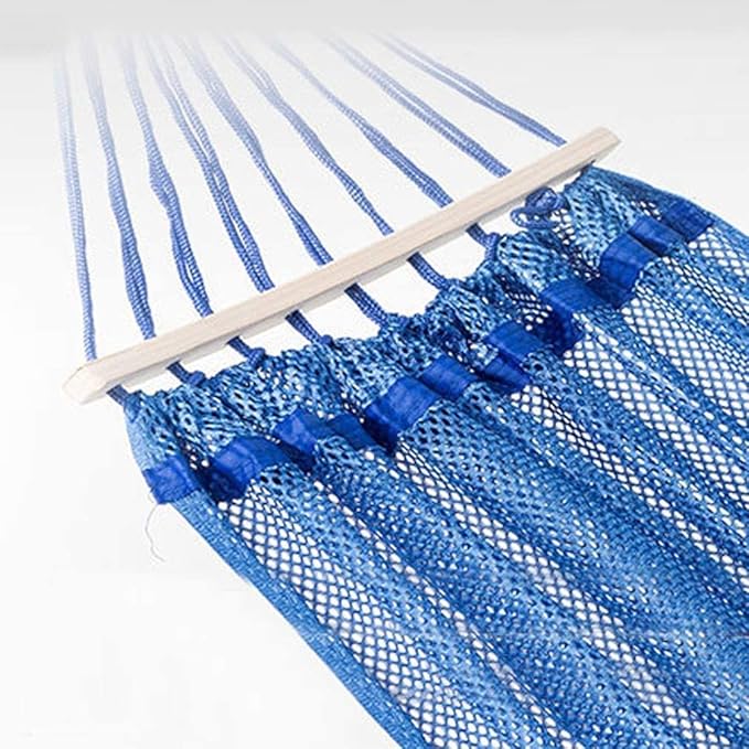 Outdoor Hammock Anti-Rollover Swing Bed Leisure Single Hammock Thickened and Widened Ice Mesh Breathable Garden Hammock ChairBlue