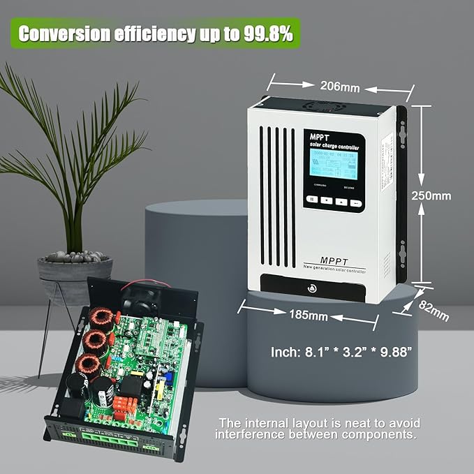 96V 55A MPPT Solar Charger Light Grey 3.3 kg Iron LCD Off-grid Solar Systems RVs Boats Solar Ebike Home Backup Power Systems