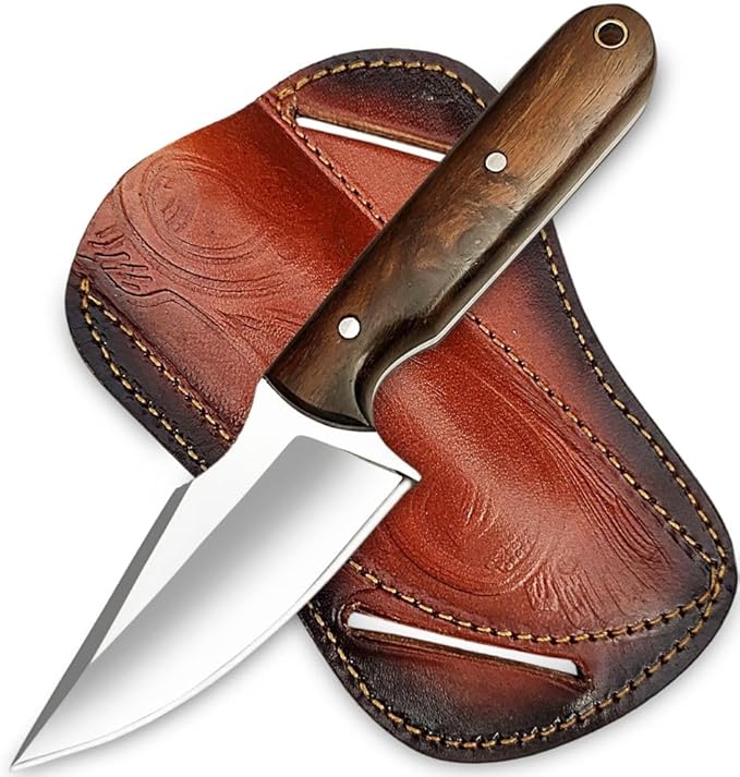 Handmade Edc Skinning Knife 7 Inch Fixed Blade Hunting Knife - Hand Forged Full Tang Knives for Hunting Outdoor Camping Hiking Fishing Bushcraft Knives with Leather Sheath