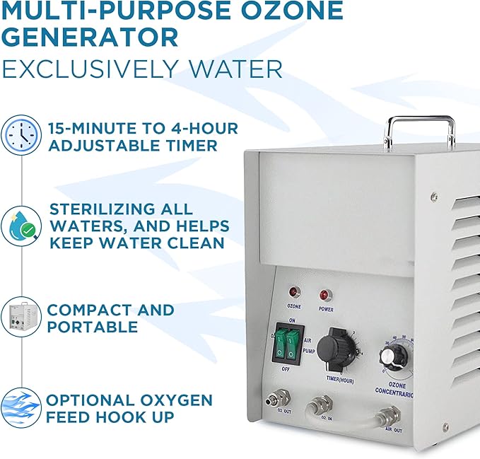 MP 8000 Ozone Generator Suitable for Ponds Wells up to 8000mg/hr with Optional Oxygen Hook-up Light-Weight Portable