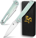 Sitivien ST101 Folding Knife D2 Steel Blade+G10 Handle Tool Knife EDC Pocket Knife for Outdoor Camping Hunting Survival (Jade) Turquoise