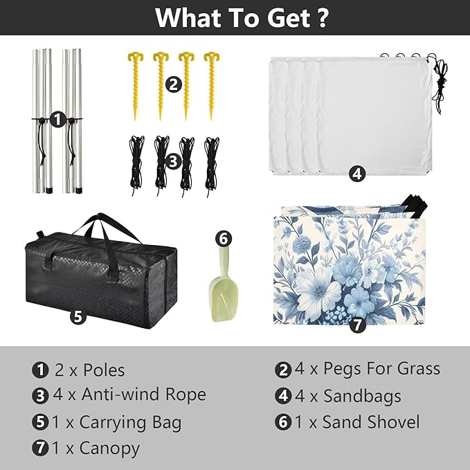 Elegant Ribbons Bows Beach Tent Sun Shelter Set UPF50+ UV Protection 10.5 x 9.19 FT Camping Shade Canopy with Sandbags Sand Anchors Carrying Bag and Others