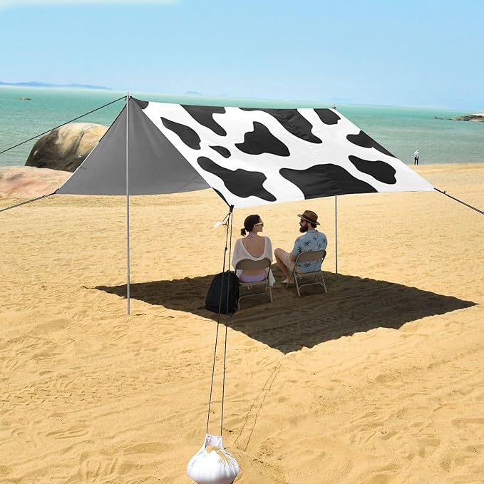 ALAZA Cow Pattern Beach Tent Sun Shelter Portable Canopy Sunshade for Outdoor Camping Picnics Backyard Fun 10x9 ft