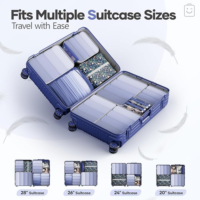 Veken 11 Set Compression Packing Cubes for Travel EssentialsCompressible Expandable Large Luggage Suitcase Organizer Bags for ClothingDurable Space Saver Storage Bags(Dark Blue Floral)