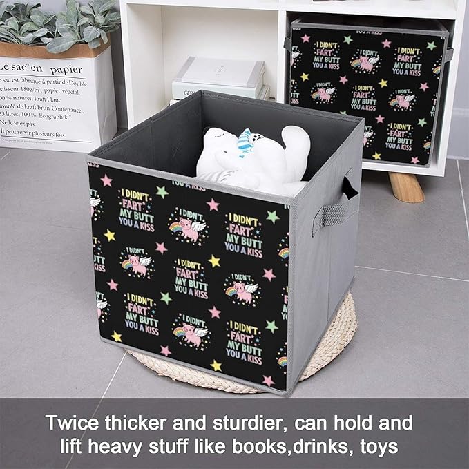 Durable Foldable Storage Boxes I Didnt My Blew You A Kiss Cute Pig Multi-Use Collapsible Bins for Closet Office Efficient Storage System