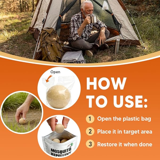 SCFKAOF Mosquito Repellent Outdoor Patio Mosquito Deterrent for Yard Indoor Mosquito Repellent Balls Mosquito Repeller for Patio Keep Mosquito Away Covers 120 Sq. Ft 60 Days Protection-12 Packs