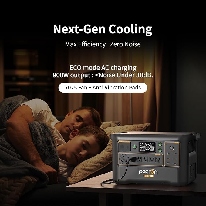 pecron Portable Power Station F3000LFP 3072Wh Solar Generator 3600W LiFePO4 Battery Home Backup Fast Charging Lithium Battery with 100W USB-C Output for Home Camping RV Emergency