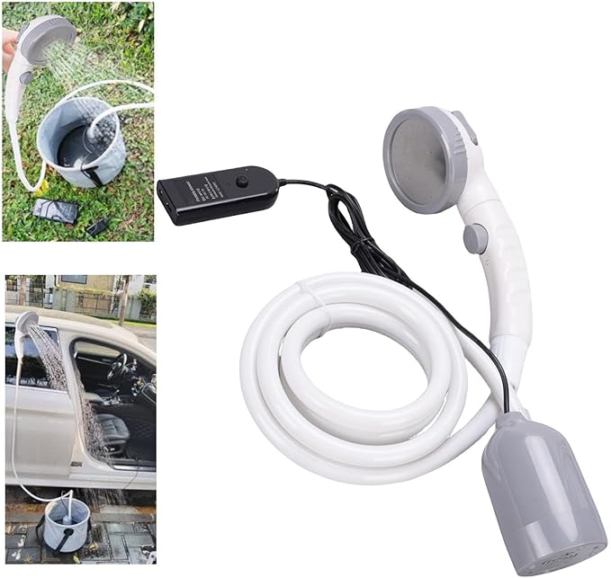 Dpofirs Portable Shower for Camping Electric Intelligent Shower Pump Car or USB Powered IPX7 Water Proof Outdoor Shower Kit for Hiking Travel Car Pet