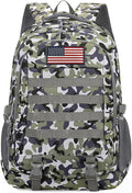 Camo Tactical Backpack for Boys - Waterproof 19'' Kids Bookbag with 15.6 Laptop Compartment MOLLE System School Bag for Camping Hiking Travel