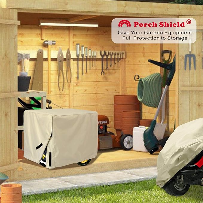 Porch Shield Waterproof Universal Generator Cover 38 x 28 x 30 inch for Most Generators 5500-15000 Watt Light Tan