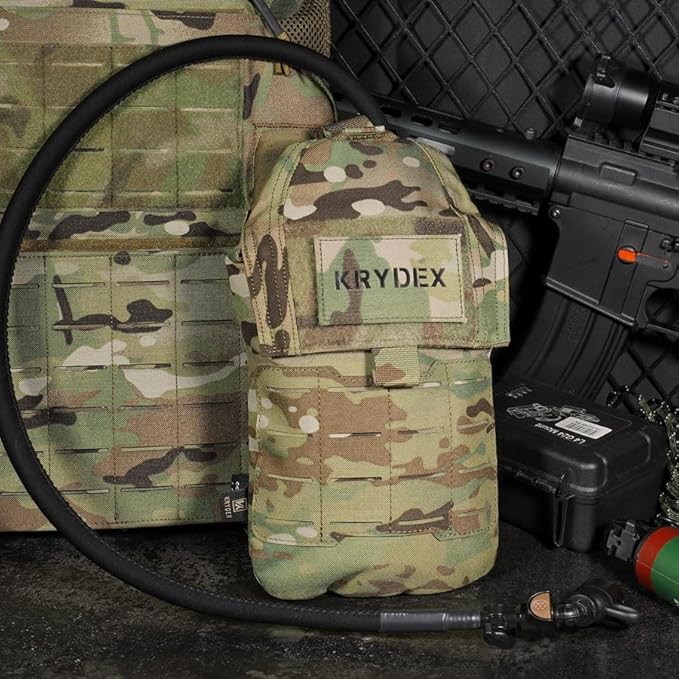 KRYDEX Tactical Molle Hydration Pouch with1.5L Inner Bladder - Low Profile Water Reservoir Bag for Molle Vest Backpack for Cycling Hiking Climbing Hunting