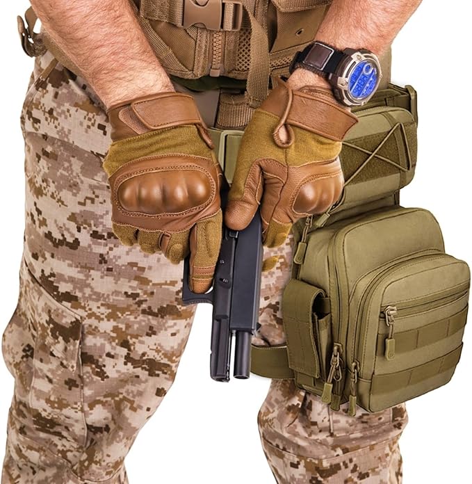 Tactical Drop Leg Pack Waterproof Polyester Pouch With Adjustable Straps For Hiking Fishing Outdoor Photography And Camping