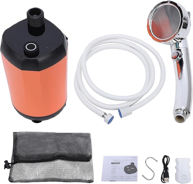 Fabater Portable Shower for Camping 6000mAh Rechargeable Battery with 6.5M High Lift LED Display Camp Shower Pump Outdoor Camp for Hiking