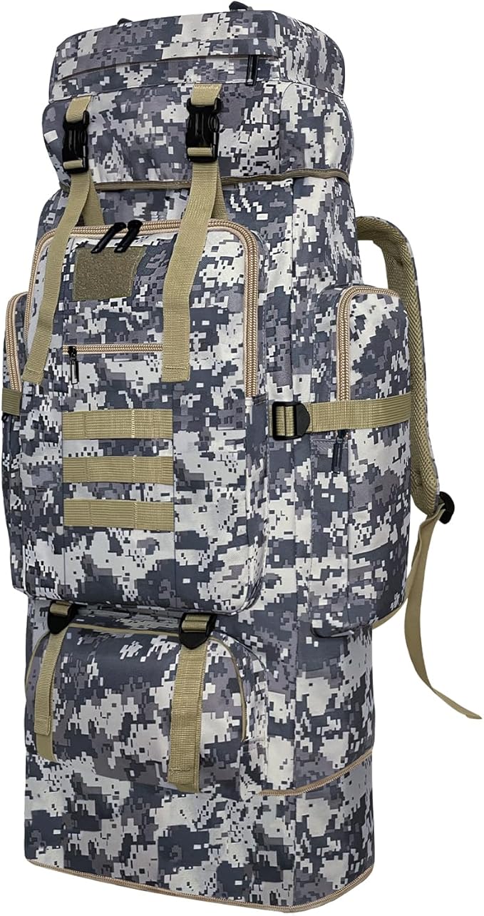 Hiking Backpack 100L Large Camping Backpack Expandable Waterproof MOLLE Rucksack Outdoor Sport Travel Daypack Military Tactical Back pack for Men Women (Camouflage)
