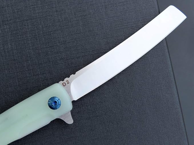 Eafengrow EF944 EDC Folding Knife D2 Steel Blade G10 Handle Reliable Locking Ball Bearing Flipper Knifes for Camping Survival Hiking (Jade)