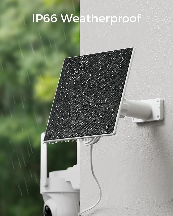 MUBILIFE 5W Solar Panel for Security Camera Wireless Outdoor with Micro USB &amp Type-C Port Continuous high-Efficiency Solar Power IP66 Weatherproof 360° Adjustable Bracket 10ft Cable