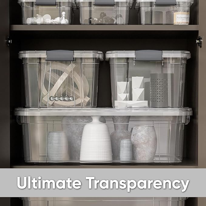 Superio Clear Storage Box with Lid 2.3 Quart Plastic Container Bins for Organizing Stackable Crates BPA Free Non Toxic Odor Free Organizers for Home Office School and Dorm 36 Pack