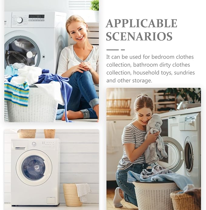 Ciieeo Laundry Basket Lid Woven Storage Container for Clothes Towels Toys and Sundries Multi-purpose Household Organizer for Bedroom and Laundry Room