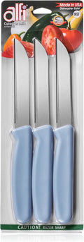 Alfi All-Purpose Knives Aerospace Precision Pointed Tip - Home And Kitchen Supplies - Serrated Steak Knives Set | Made in USA (Myrtille)