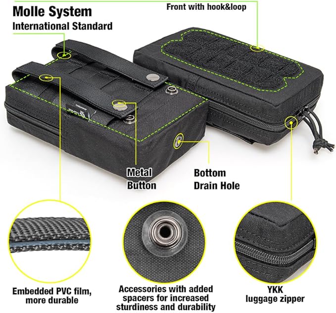 TSPRO Tactical Admin Pouch - Military EDC Utility Organizer for MOLLE Gear Tool &amp Accessories