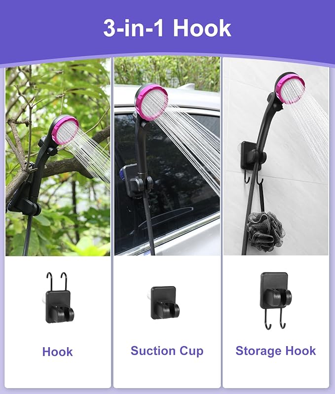 WADEO Portable Shower for Camping 6000mAh Outdoor Electric Shower Rechargeable Pump with Intelligent Digital Display Camping Shower Head Nozzle for Camping Hiking Traveling Washing