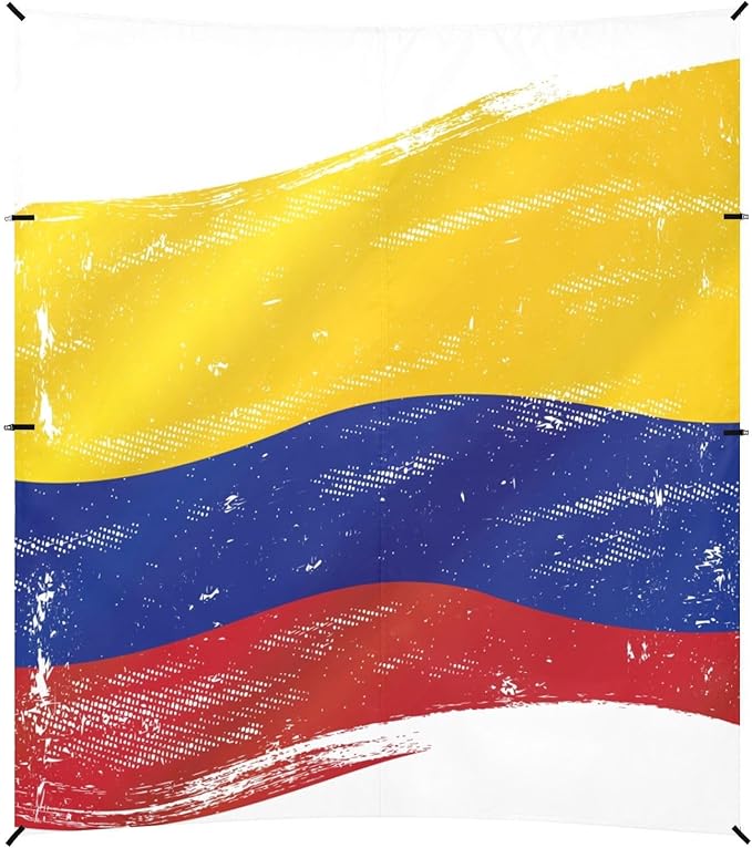 Flag of Colombia Stable Beach Tent UPF50+ Easy Setup Shade Sun Shelter with Sandbags Sand Shovel Poles for Camping Picnics Backyard