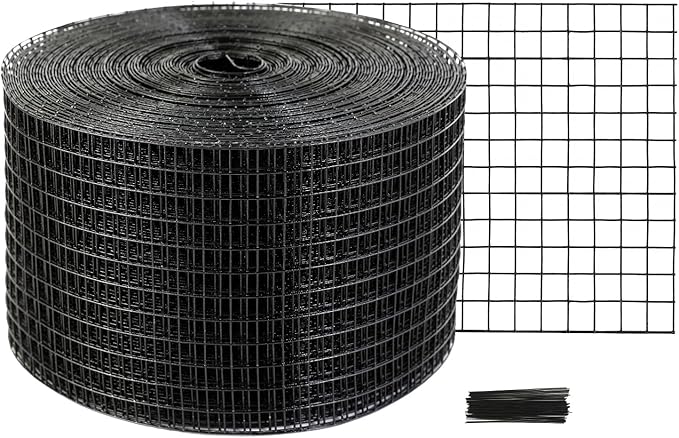 VEVOR 8inch x 98ft Critter Guard for Solar Panels PVC Coated Wire Mesh Roll Kit with 50pcs Ties for Pigeon Deterrent Bird Squirrel Proof Black