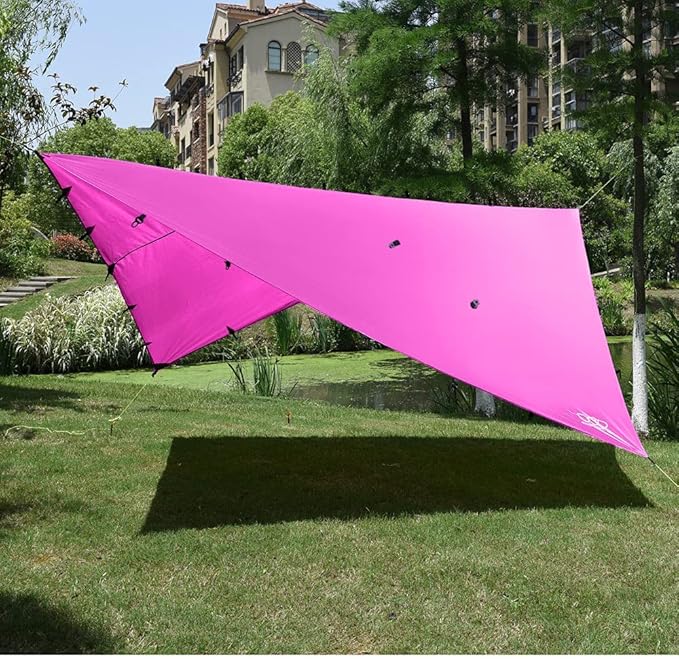 Gold Armour Rainfly Tarp Hammock Premium 14.7ft/12ft/10ft/8ft Rain Fly Cover Waterproof Ultralight Camping Shelter Canopy Survival Equipment Gear Tent Accessories (Pink 12ft x 10ft)