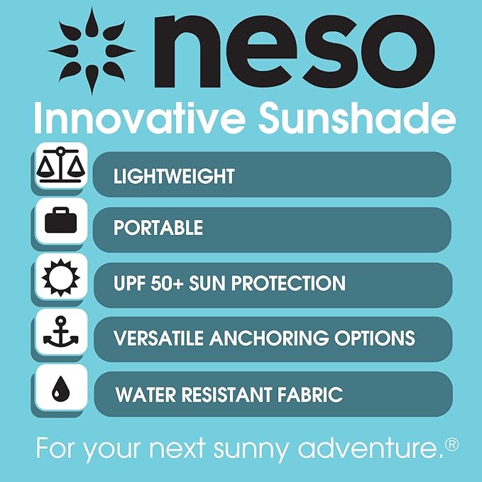Neso Grande Portable Beach Tent Sun Shelter - Lightweight Beach Shade Canopy - Easy Setup for Family Outings - Patented Reinforced Corners - UPF 50+ Sun Protection