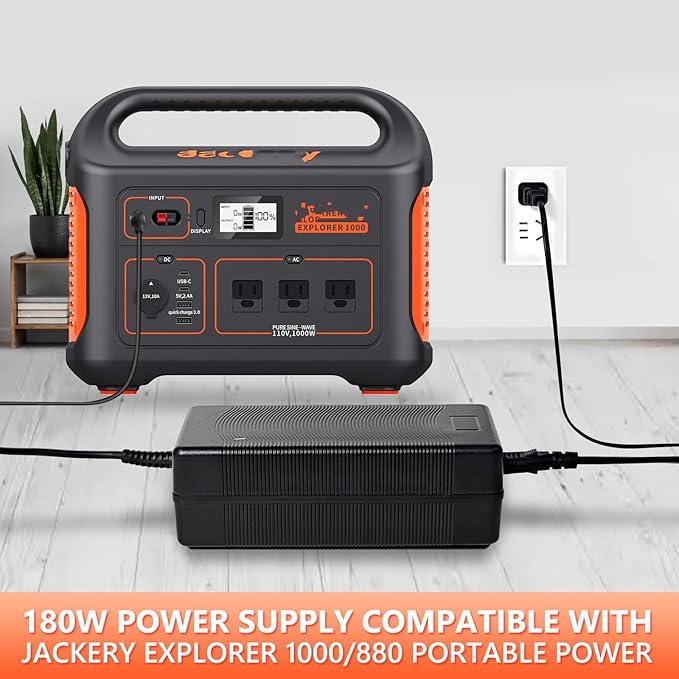 24V180W Power Supply Cord Charger for jackery 1000 880 Power Supply Cables Compatible with Jackery Explorer 1000 E1000 880 E880 Portable Power Station Solar Generator Replacement KA18024075-6C