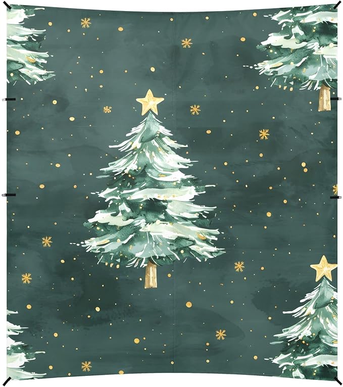 ALAZA Christmas Tree Stars Beach Tent Sun Shelter UPF50+ Protection Beach Shade Canopy w/ 4 Sandbags for Outdoor Camping Fishing Backyard Fun Picnic 10x9 ft
