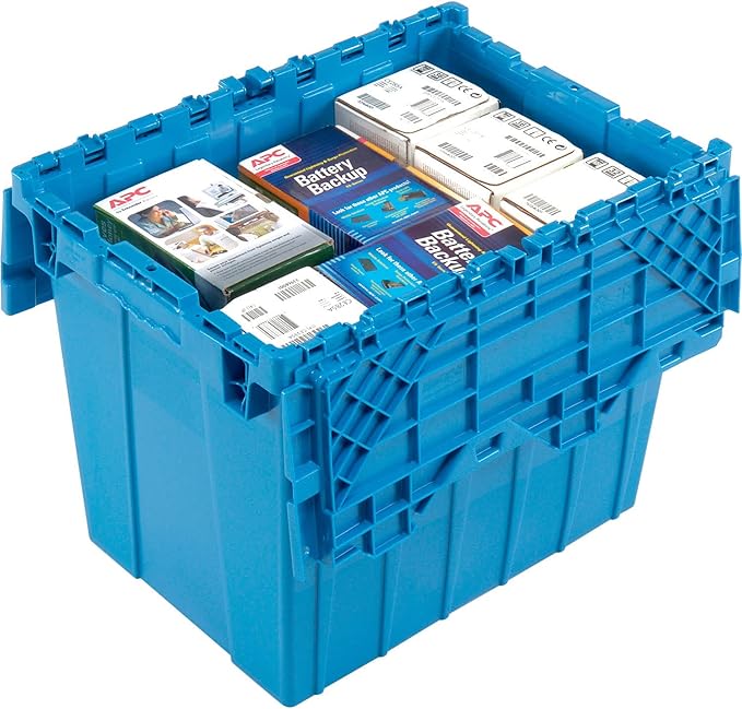 Global Industrial Distribution Container With Hinged Lid 21-7/8x15-1/4x17-1/4 Blue