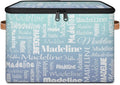 Custom Storage Basket with Name Personalized Keepsake Box with Zipper Lid Foldable Fabric Memory Bin Large capacity with Handle Green Blue Gradient