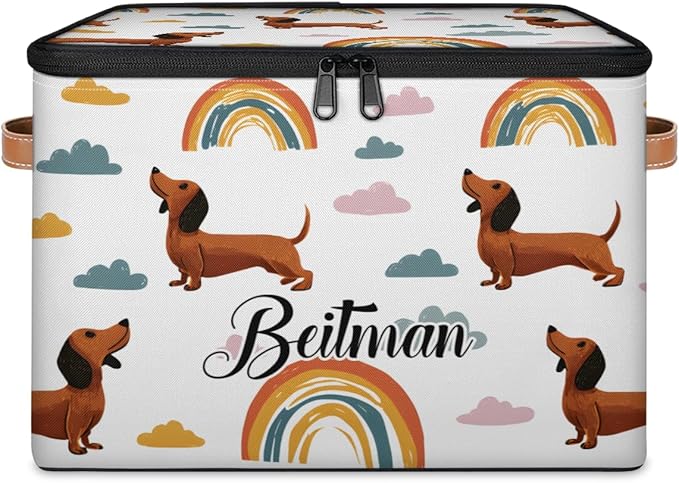 Storage-Bins with Lids Handle Customized Stackable-Storage-Bin for Kids-Boys-Girls-Toys Cube Collapsibl Basket Dog