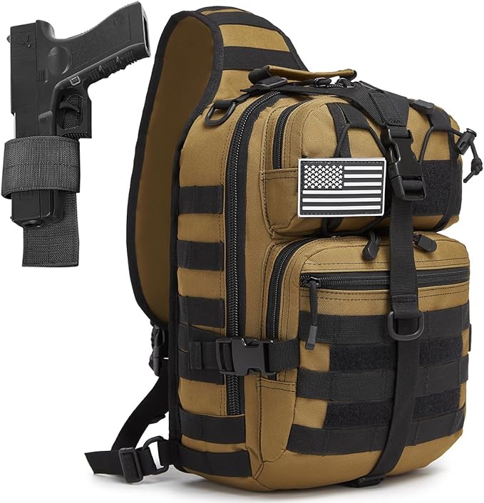 ATBP Tactical Crossbody Backpack Large Sling Pack With Holster Shoulder Bag For Men Outdoors Hiking Camping Gym