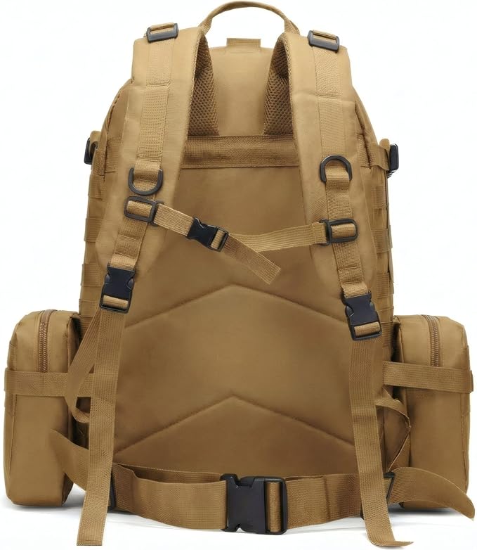 Military Tactical Backpack for Men 60L Waterproof Bug Out Bag Survival Rucksack Go Bag Emergency Molle System Army 3 Day Assault Pack for Hiking Hunting Camping Tan