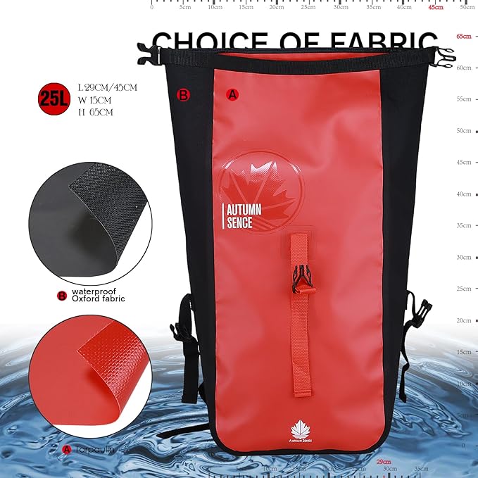 Dry Bags Waterproof BackpackWaterproof backpack for Water sportsboatingFloatinghiking camping and other outdoor activities 25L.(Red)